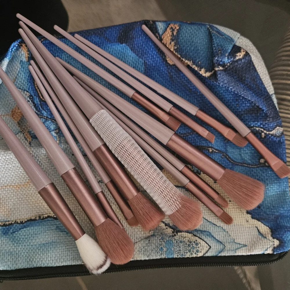 Small fabric Makeup bag with brushes